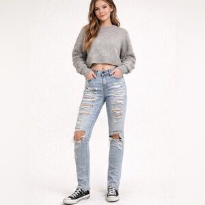 Forever 21 High-Rise Distressed Skinny Jeans | Size S